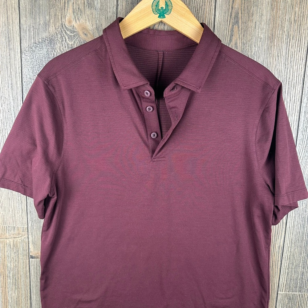 Lululemon Evolution Polo Shirt Short Sleeve Athletic Burgundy Men Size Small - Picture 3 of 6